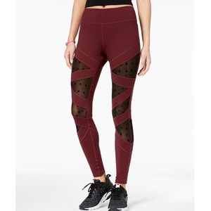 Jessica Simpson Burgundy Leggings with Black Mesh Stars